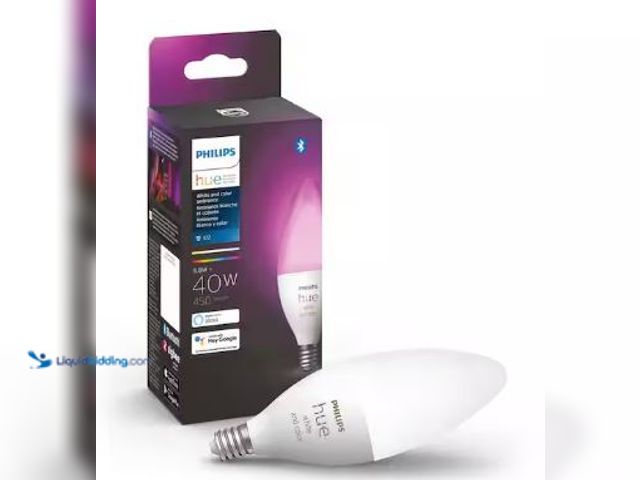 Lot 49-1517210 - (Lot of 6)Philips Hue
40W Equivalent Smart LED Candle Light Bulb with Bluetooth, Color Changing, an...