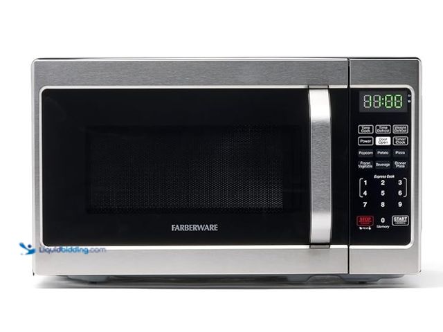 Lot 49-1575682 - Farberware 0.7 Cu. Ft. Countertop Microwave Oven – 700 Watts Power, Auto Cook Settings, Defrost, Eas...
