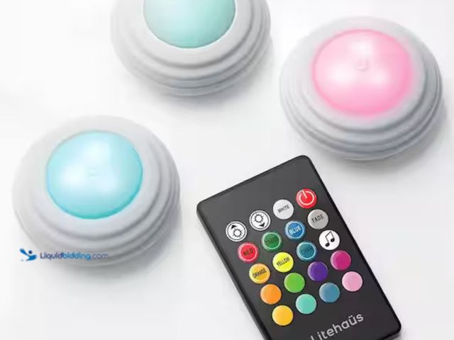 Lot 49-3611977 - Lot of (3) packs of Litehaus Battery Operated LED RGB Puck Lights 3-Pack, Model # LH-ML003-999, New....