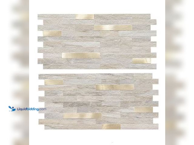 Lot 49-1577278 - Vsmile 20-Sheets Marble Beige 11.6 in. x 5.9 in. Peel and Stick Decorative Metallic Wall Tile Backsp...