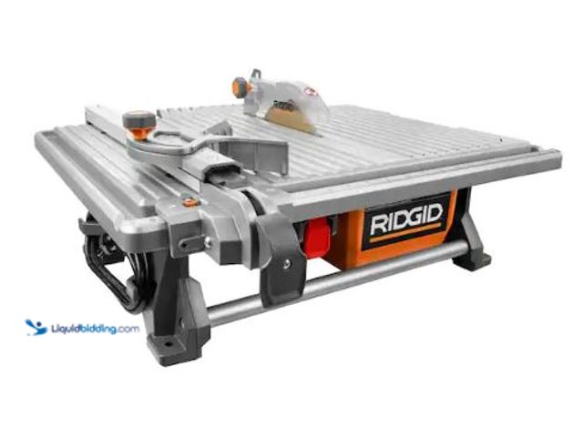 Lot 49-1630798 - RIDGID 6.5-Amp 7 in. Blade Corded Table Top Wet Tile Saw Model # R4021, Unused, Has Attachments, Una...