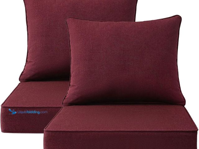 Lot 49-3523355 - Sunbrella Outdoor Patio Chair Cushions Set, 24" x 24", Set of 2, Water-Repellent, Fade Resistant, De...