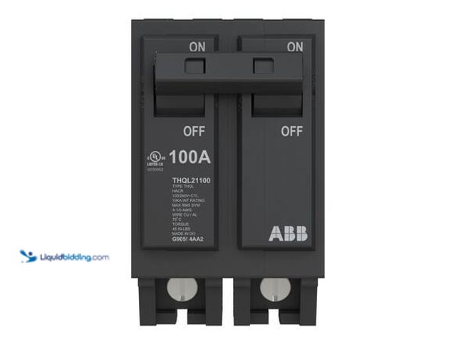 Lot 49-5546772 - ABB 100 Amp 1 in. Double-Pole Circuit Breake Model # THQL21100PA unused