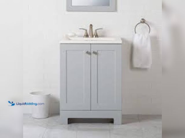 Lot 49-5475463 - 25 in. Single Sink Pearl Gray Bath Vanity with White Cultured Marble Top (Assembled). Model; Model #...