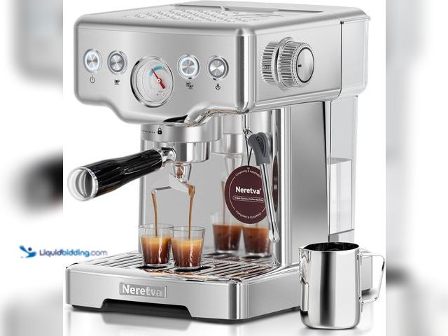Lot 49-5463682 - Neretva 15 Bar Espresso Machine with Milk Frother Steam Wand for Cappuccino, Latte, Macchiato, 1450W...