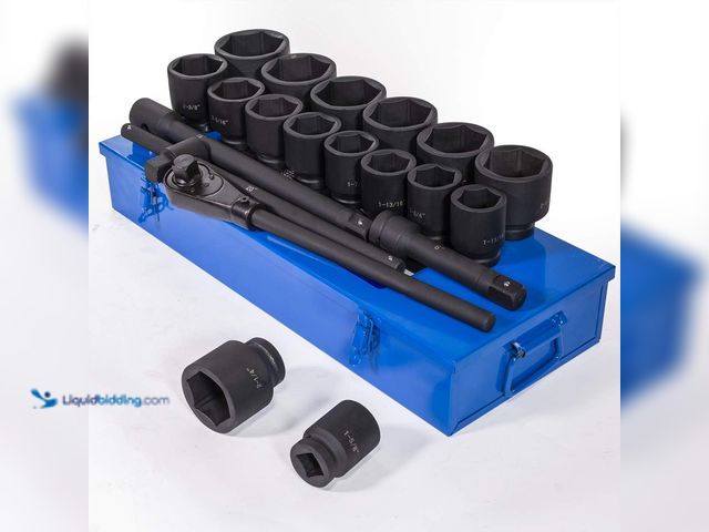 Lot 49-5410554 - Stark USA Premium 21-Pieces SAE Jumbo Impact Socket Set 1" inch Drive Extension Bar Cr-Mo 6-Point So...