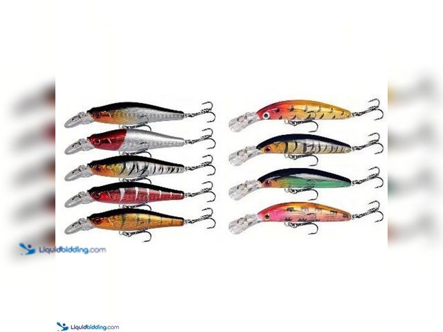Lot 49-5393318 - Lot of 9 Crankbait Fishing Lures including (5) 3.14" 9g and (4) 2.75" 3.5g - NEW - The set includes ...