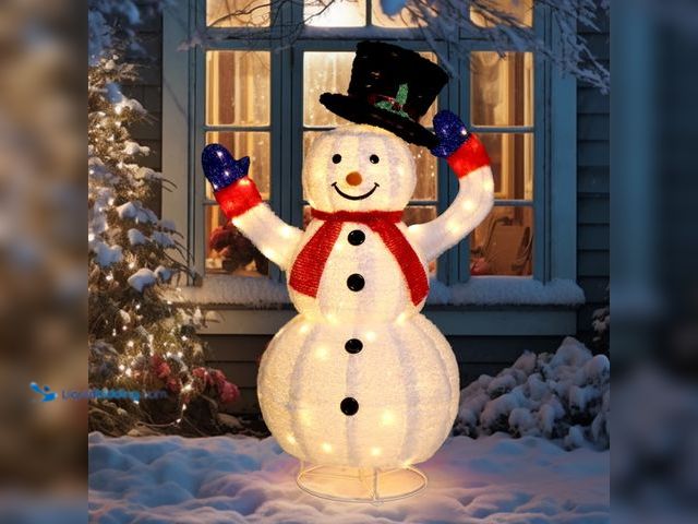 Lot 49-5464097 - UBesGoo 4ft Lighted Pop-Up Snowman, Christmas Outdoor Decor Holiday Decoration w/ 120 LED Lights, Mo...