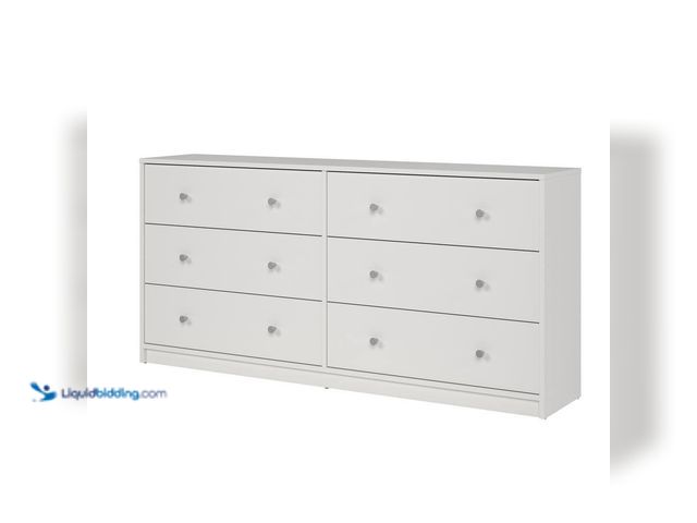 Lot 49-5414403 - Portland 6-Drawer Double Dresser in White 26.89 in. H x 56.34 in. W x 12.46 in. D Model # 703284949 ...