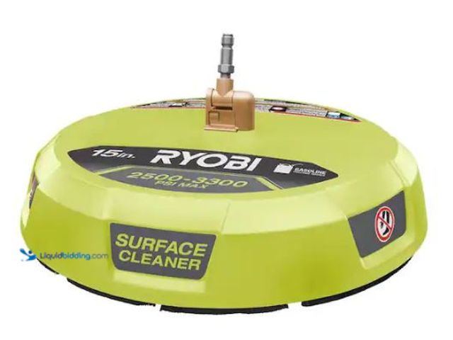 Lot 49-1577306 - RYOBI 15 in. 3300 PSI Surface Cleaner for Gas Pressure Washer, Model # RY31SC01, Slightly used.   Re...