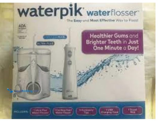Lot 49-5542501 - Waterpik Ultra Plus and Cordless Pearl Water Flosser Combo Pack, unused with attachments