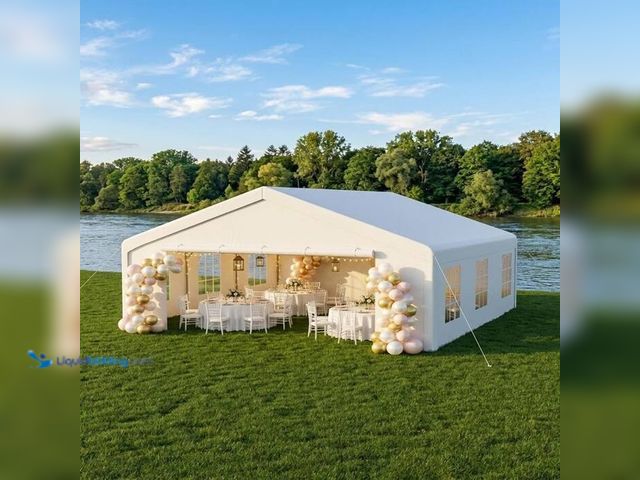 Lot 49-2024012 - Homfan Heavy Duty 20x20 ft. Outdoor Party Wedding Event Canopy Tent with Mesh Screen & Roll-Up Doubl...