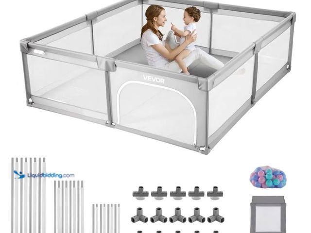Lot 49-1631078 - VEVOR Baby Playpen, 78.7″ x 58.7″ Large Toddlers Playpen, Indoor/Outdoor Baby Fence Play Yard with 5...