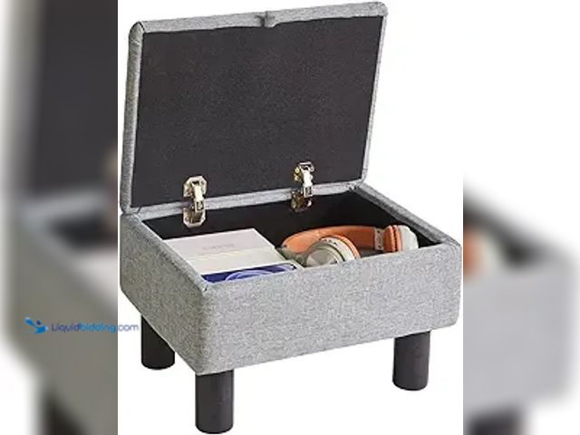 Lot 49-5438115 - Foot Rest for Couch, Foot Stool Ottoman with Wood Legs, Linen Upholstered Ottoman with Storage 16x12...