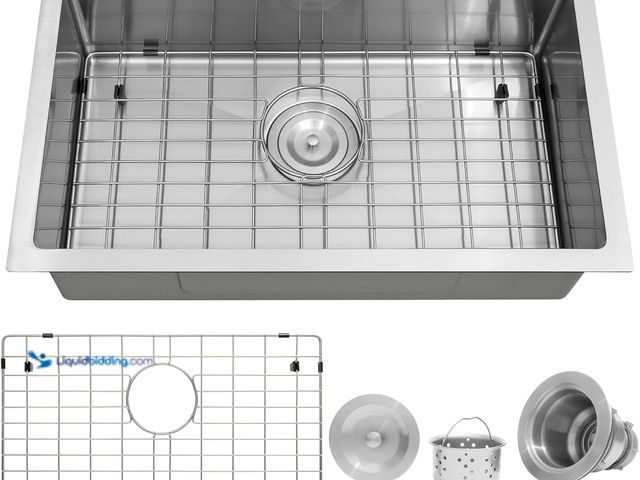 Lot 49-5485511 - MILOSEN RV Kitchen Sink 25×15 inch, Stainless Steel Undermount Single Bowl Kitchen Sinks, 7 Inch Dep...