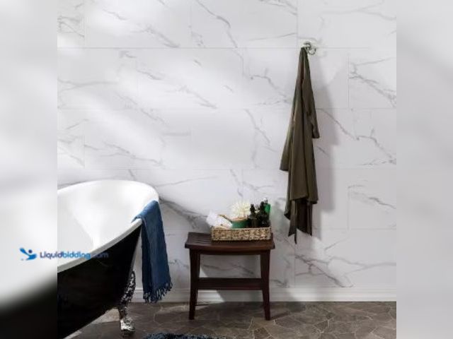 Lot 49-2022325 - Approx. (21) sq. ft. of PALISADE 25.6 in. L x 14.8 in. W Carrara Marble No Grout Vinyl Wall Tile (21...