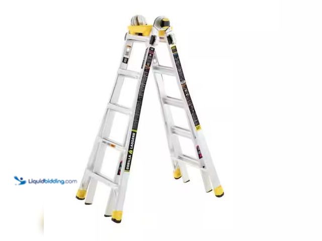 Lot 49-2020868 - Gorilla Ladders 22 ft. Reach Aluminum Multi-Position Ladder w/ Project Bucket, Tool Hangers, 300 lbs...