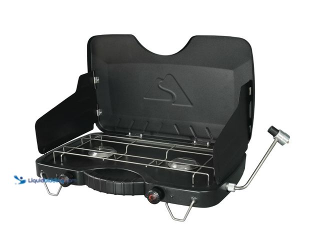 Lot 49-1622981 - Ozark Trail 2-Burner Propane Gas Camping Stove, Black, Model # GCT2208WB, Unused, Unable to test  Re...