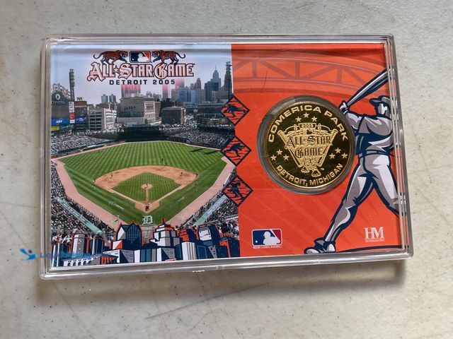 Lot 49-1505503 - 2005 HISTORY OF THE ALL STAR GAME COMERICA PARK DETROIT TIGERS COMMEMORATIVE COIN IN A NICE DISPLAY ...