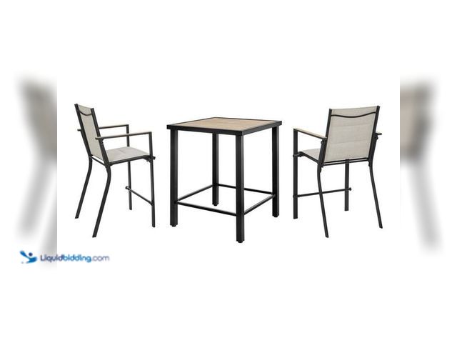 Lot 49-2024229 - StyleWell Longview 3-Piece Metal Outdoor Counter Height Dining Set With Padded Sling. Model # SH25S3...
