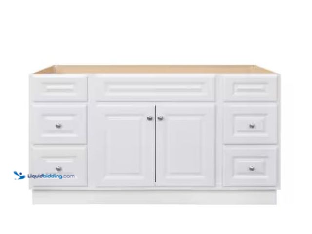 Lot 49-5514270 - Glacier Bay
Hampton 60 in. W x 21 in. D x 33.5 in. H Bath Vanity Cabinet without Top in White Inter...