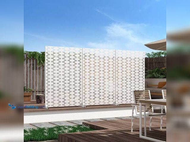 Lot 49-5553058 - Lumioca 46.8 in. W x 71.37 in. H White Brick Shape Galvanized sheet Outdoor Private Screen Decorativ...