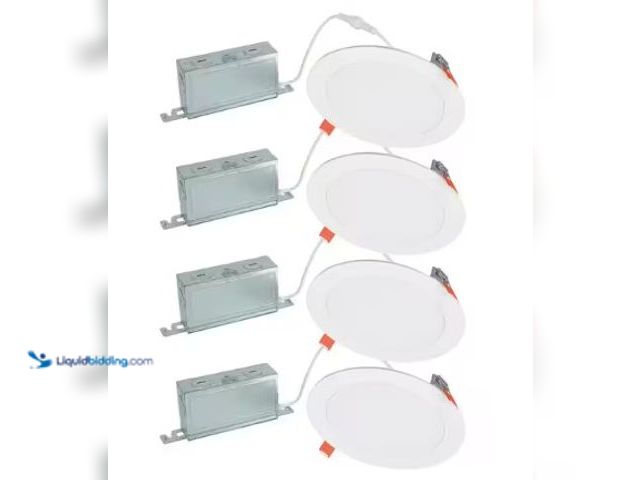 Lot 49-3631081 - (4-Pack) HALO HLBSL 6 in. Adjustable Canless Integrated LED Recessed Light, 900 Lumens, 5CCT, White,...