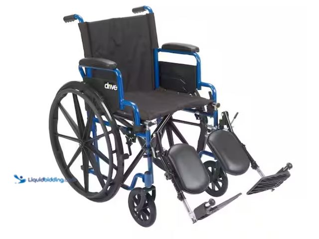 Lot 49-1622444 - Drive Medical 20 in. Blue Streak Wheelchair with Flip Back Desk Arms and Elevating Leg Rests, Model ...
