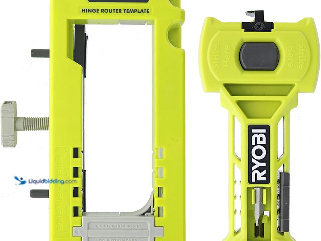 Lot 49-5413309 - Ryobi A99HT3 Door Hinge Installation Kit/Mortiser Template Bundled with Ryobi A99LM2 Door Latch for ...