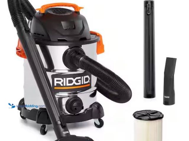 Lot 49-1544777 - RIDGID 10 Gal. 6.0 Peak HP Stainless Steel Shop Vacuum Wet Dry Vac with Filter, Locking Hose and Acc...