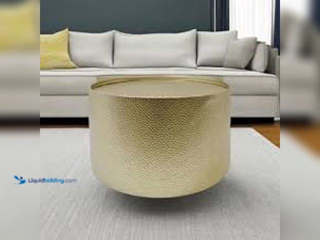 Lot 49-5483584 - Braeburn Modern Round Coffee Table Gold - Christopher Knight Home: Hammered Iron, No Assembly Requir...