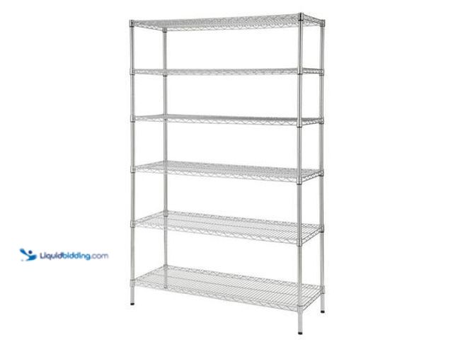 Lot 49-5546733 - HDX 6-Tier Commercial Grade Heavy Duty Steel Wire Shelving Unit in Chrome (48 in. W x 72 in. H x 18 ...
