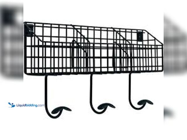 Lot 49-5488078 - QTY 2 - Home Decorators Collection 17.75 in. Flat Black Industrial Basket Hook Rail. Model # R30314H...