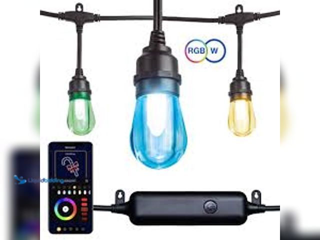 Lot 49-5407248 - Novolink 12-Light Outdoor 27.42 ft. Smart Plug-in Edison Bulb LED String Light with RGBW Color Chang...