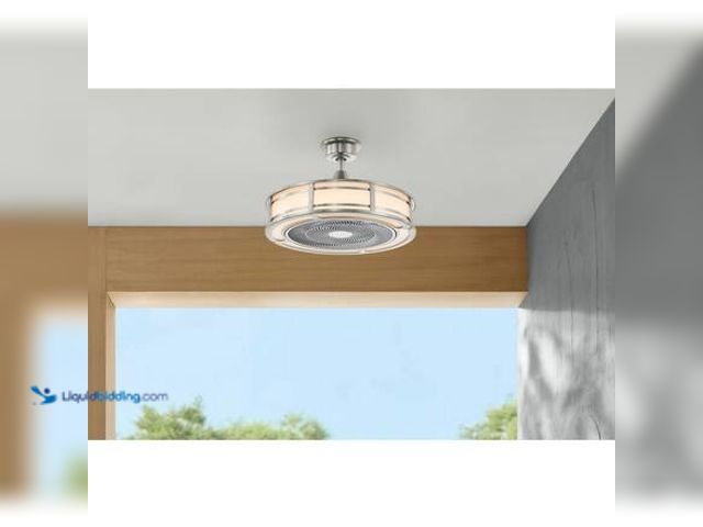 Lot 49-5546382 - Home Decorators Collection Brette III 23 in. Integrated LED Indoor/Outdoor Brushed Nickel Ceiling Fa...