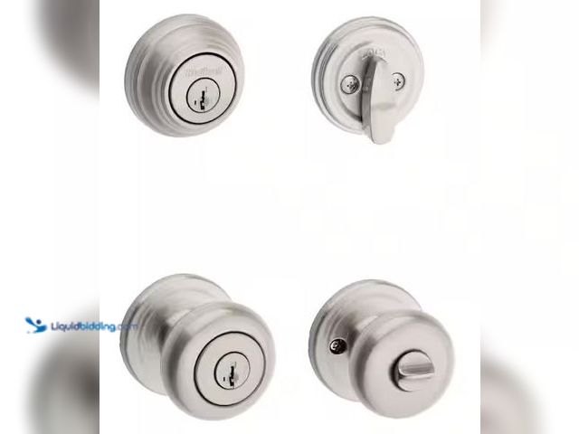 Lot 49-5460446 - Kwikset
Juno Satin Nickel Exterior Entry Door Knob and Single Cylinder Deadbolt Combo Pack Featurin...