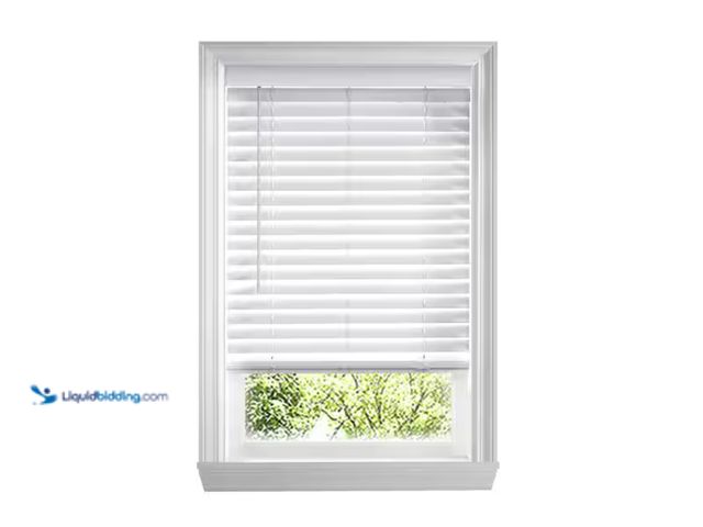 Lot 49-2000052 - Home Decorators Collection White Cordless Faux Wood Blinds for Windows with 2 in. Slats - 46 in. W x...