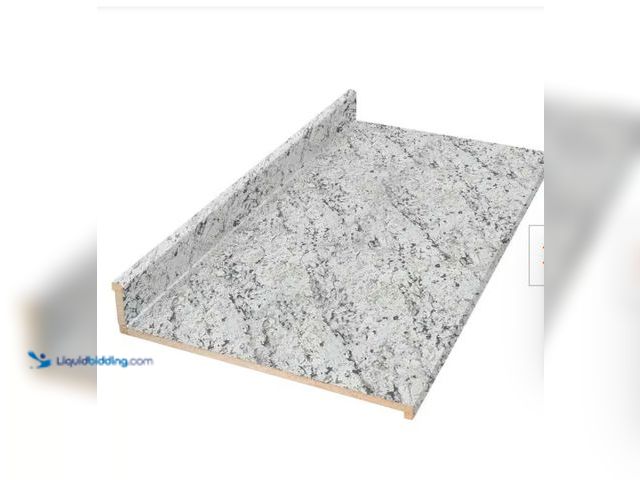 Lot 49-1814376 - 4 ft. Straight Laminate Countertop in Textured White Ice Granite with Eased Edge and Integrated Back...