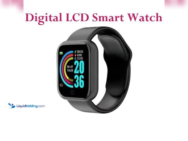 Lot 49-1616283 - Waterproof Smart Watch with Digital LCD Screen Black Case with Black Silicone Band - NEW - Works wit...