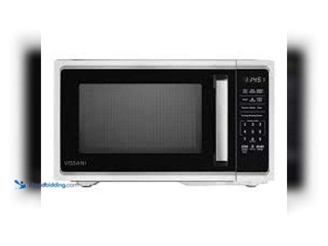 Lot 49-5459887 - Vissani 0.9 cu. ft. 900-Watt Countertop Microwave in Stainless Steel. Model # EM0P02A2KJCL. Unused a...