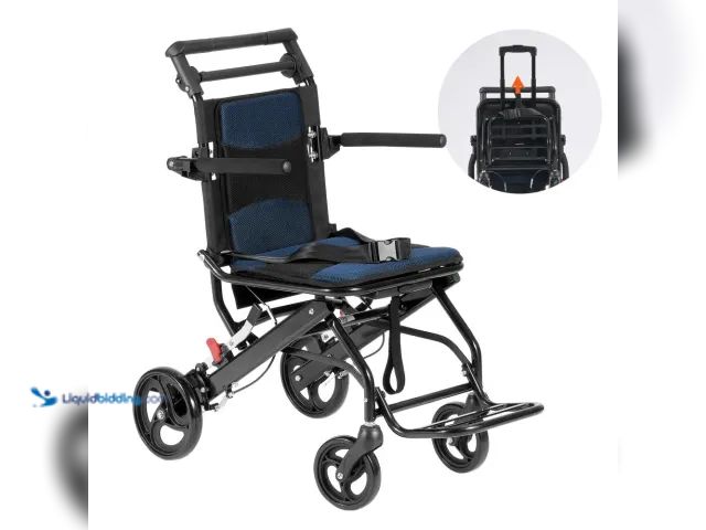 Lot 49-1560943 - VEVOR Wheelchair, Aluminum Alloy Ultra-Lightweight Transport Chair for Adults, Foldable Cabin Wheelc...