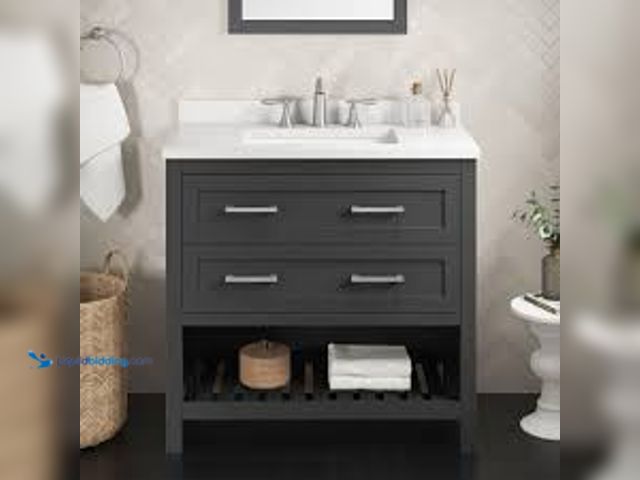 Lot 49-5448928 - Home Decorators Collection Autumn 36 in. Single Sink Gray Bath Vanity with White Engineered Stone To...