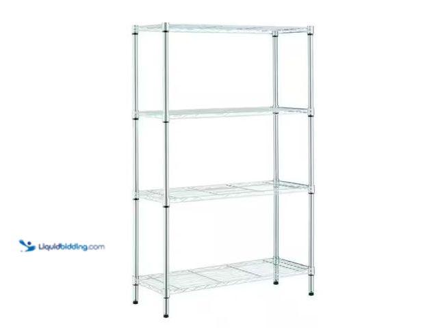 Lot 49-1570223 - HDX 4-Tier Steel Wire Shelving Unit in Chrome (36 in. W x 54 in. H x 14 in. D), Model # 31436PS-1, U...