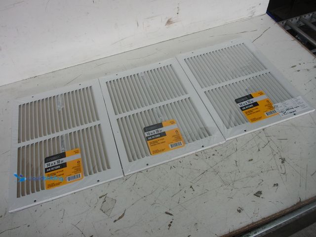 Lot 49-3631574 - Lot of (3) Everbilt 14 in. x 10 in. Steel Return Air Grille in White, Model # E17014X10, New.   Ref#...
