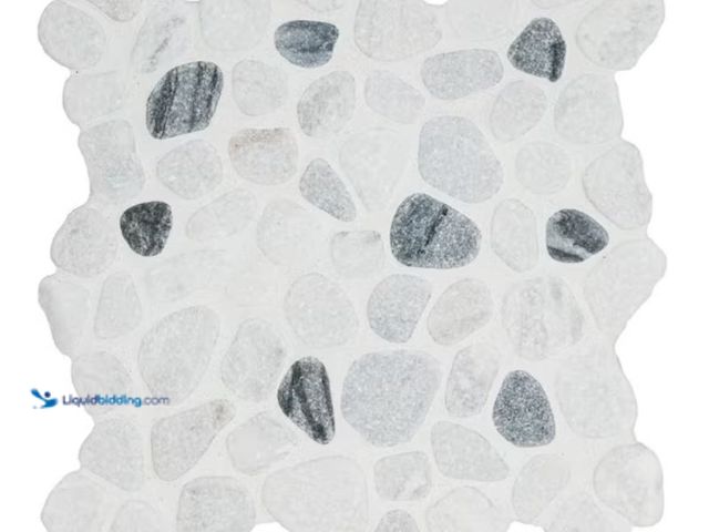 Lot 49-2020843 - MSI Black and White Pebbles 12 in. x 12 in. x 10 mm Tumbled Marble Mosaic Tile (0.9 sq. ft. /Each), ...