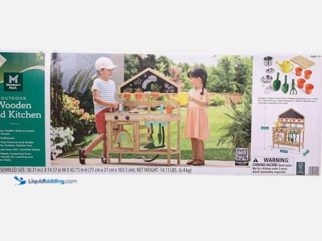 Lot 49-5545714 - Member's Mark Outdoor Wooden Mud Kitchen Playset for Ages 3+, Unused