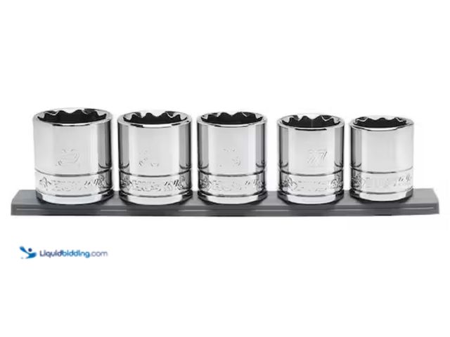 Lot 49-2005870 - Husky 1/2 in. Drive Metric Large Socket Set (5-Piece), Model # H2DMM5PC, Unused, NOTE: Missing 32mm ...