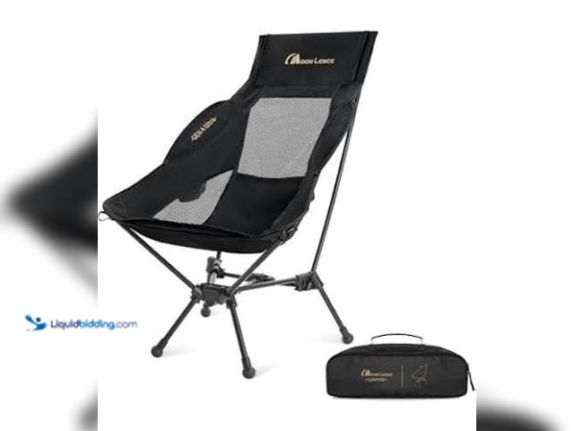 Lot 49-5546012 - Black and grey outdoor chair, comes inside pouch with draw strings.