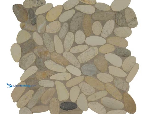 Lot 49-1578144 - Approx. (10) sq. ft. of MSI Sliced Pebble Truffle 12 in. x 12 in. x 0.38 in. Tumbled Marble Mesh-Mou...