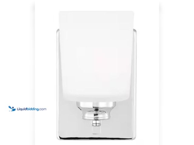 Lot 49-1550494 - Vinton 5 in. 1-Light Chrome Bathroom Vanity Light with Etched White Glass Shade, Model # 4120901-05,...